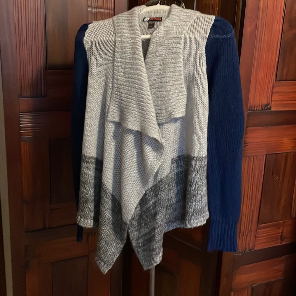 Grey and Navy Waterfall Sweater